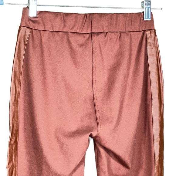 Iman Terracotta Colored Knit Leggings With Leather Trim Small NWT - Picture 7 of 10
